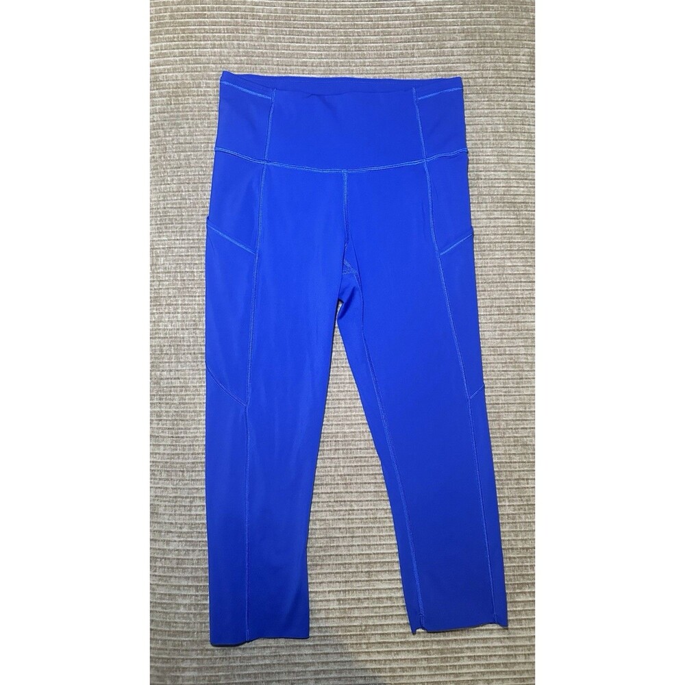 Lululemon Fast and Free High Rise Crop 19" Psychic Blue Leggings Pockets Size 6